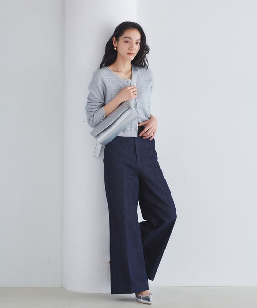 VIS（ビス）の「オーガンジーメタルボタンニットカーディガン（カーディガン/ボレロ・レディース・ホワイト/グレー/キナリ・FREE）」の6枚目の写真