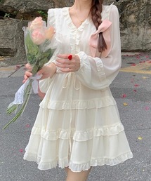 Mejoul | シフォンフリル フレアミニワンピース(ワンピース)