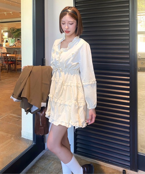 Mejoul（メジュール）の「シフォンフリル フレアミニワンピース（ワンピース・レディース・ホワイト・L/M）」の12枚目の写真