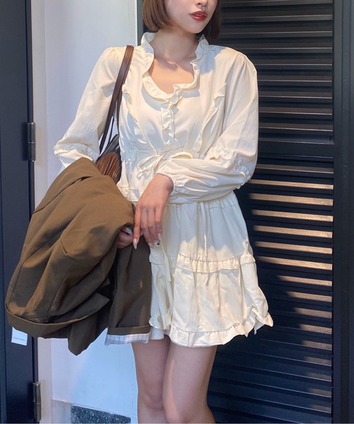 Mejoul（メジュール）の「シフォンフリル フレアミニワンピース（ワンピース・レディース・ホワイト・L/M）」の8枚目の写真