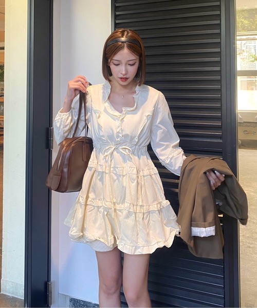 Mejoul（メジュール）の「シフォンフリル フレアミニワンピース（ワンピース・レディース・ホワイト・L/M）」の9枚目の写真