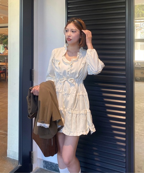 Mejoul（メジュール）の「シフォンフリル フレアミニワンピース（ワンピース・レディース・ホワイト・L/M）」の10枚目の写真