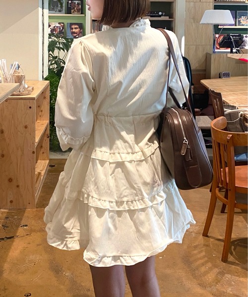 Mejoul（メジュール）の「シフォンフリル フレアミニワンピース（ワンピース・レディース・ホワイト・L/M）」の16枚目の写真