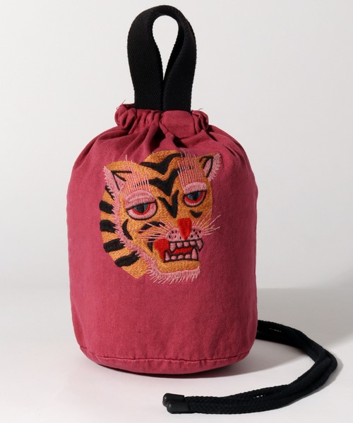 HOUSTON（ヒューストン）の「【HOUSTON/ヒューストン】EMB PIGMENT EFFECT BAG(TIGER) (MAP) /刺繍ピグメントエフェクトバッグ(虎) (マップ)（ショルダーバッグ・メンズ・レッド系/ネイビー系1/ブラック系1/ネイビー系/ブラック系/レッド系1・FREE）」の6枚目の写真