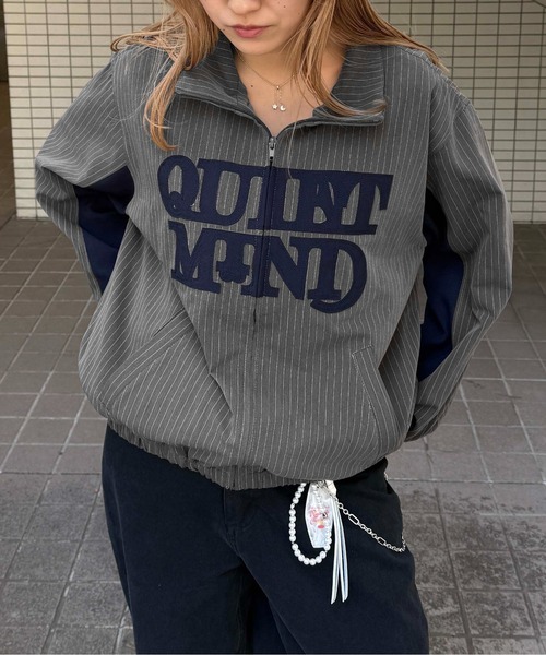 sedacle girl(セダクルガール)の「アップリケストライプブルゾン(ブルゾン・メンズ・ブラック/グレー・SMALL/MEDIUM/LARGE)」の2枚目の写真