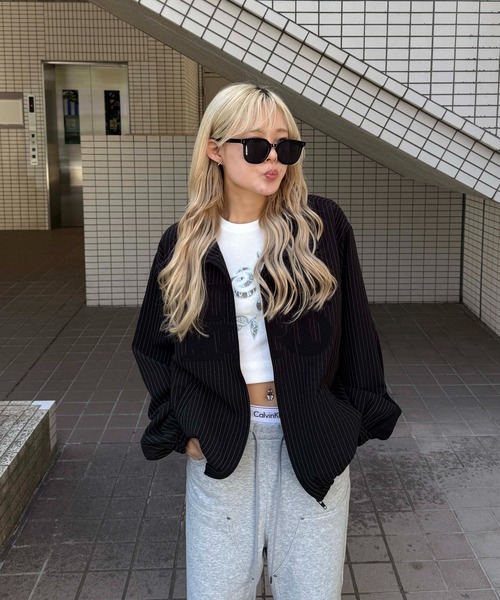 アップリケストライプブルゾン（ブルゾン）｜sedacle girl