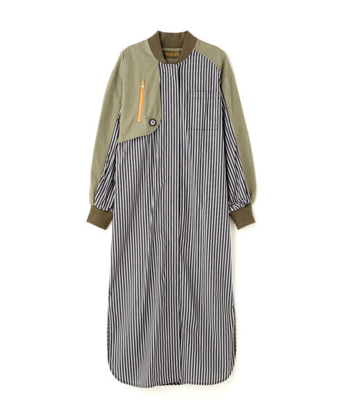 Risley(リズレー)の「Risley/リズレー/ヨークファスナーシャツワンピース(ワンピース・レディース・ブラック/ホワイト・F)」の8枚目の写真