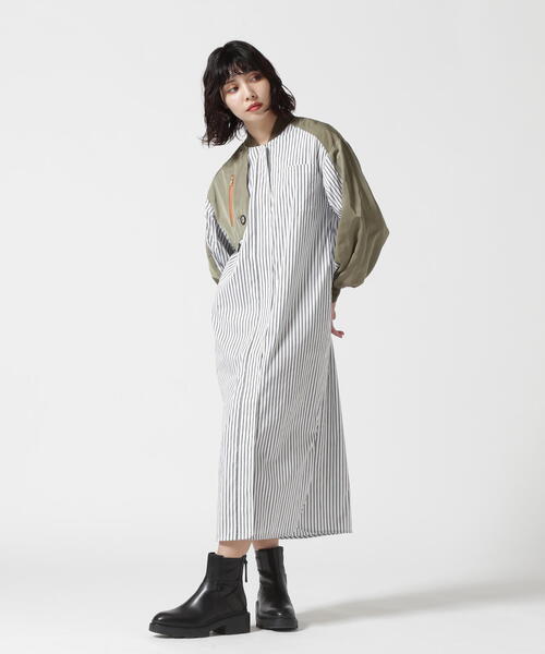 Risley(リズレー)の「Risley/リズレー/ヨークファスナーシャツワンピース(ワンピース・レディース・ブラック/ホワイト・F)」の10枚目の写真