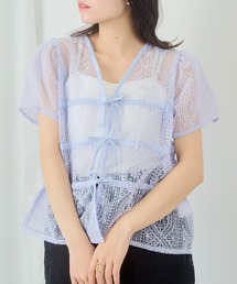 【MAGASIN DE MODE Chou Chou】レースシャーリングブラウス DTK※