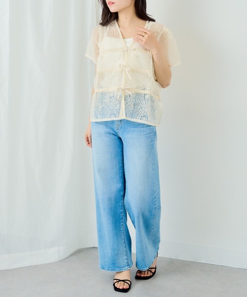 MAGASIN DE MODE Chou Chou(マガジンデモードシュシュ)の「【MAGASIN DE MODE Chou Chou】レースシャーリングブラウス DTK※(シャツ/ブラウス・レディース・ブルー/アイボリー/ブラック・FREE)」の7枚目の写真