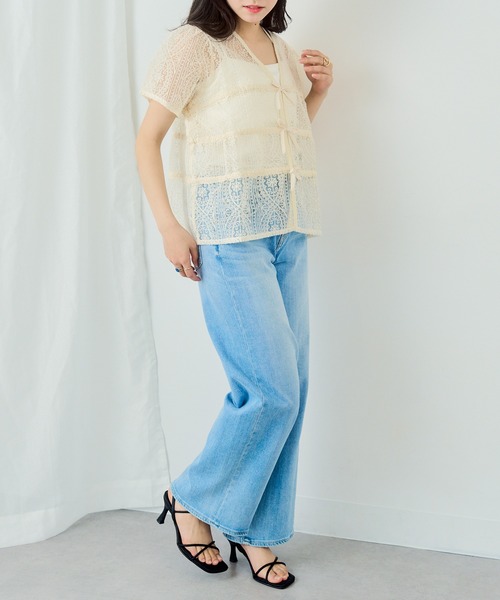 MAGASIN DE MODE Chou Chou(マガジンデモードシュシュ)の「【MAGASIN DE MODE Chou Chou】レースシャーリングブラウス DTK※(シャツ/ブラウス・レディース・ブルー/アイボリー/ブラック・FREE)」の6枚目の写真