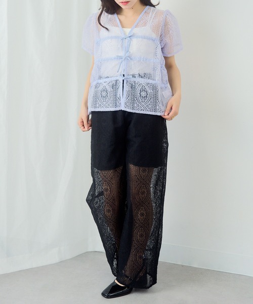 MAGASIN DE MODE Chou Chou(マガジンデモードシュシュ)の「【MAGASIN DE MODE Chou Chou】レースシャーリングブラウス DTK※(シャツ/ブラウス・レディース・ブルー/アイボリー/ブラック・FREE)」の11枚目の写真