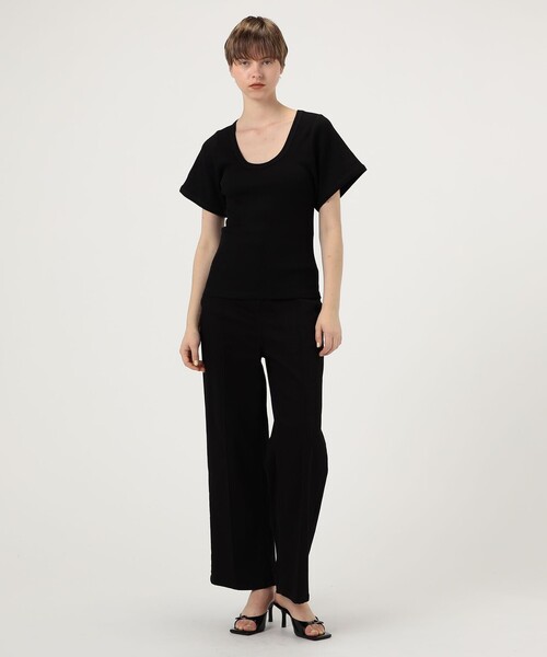 BY MALENE BIRGER（バイマレーネビルガー）の「BY MALENE BIRGER LUNAI　UネックTシャツ（Tシャツ/カットソー・レディース・ブラック/ホワイト・XS）」の3枚目の写真