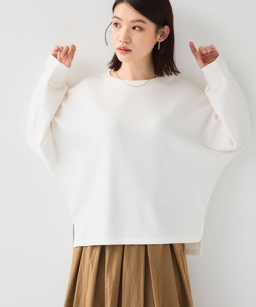 CROSS FUNCTION(クロスファンクション)の「《シワになりにくい》エブ楽 ダンボールドルマントップス【CF/クロスファンクション】(スウェット・レディース・ライトピンク/オフホワイト/ブラック・L/M/LL)」の1枚目の写真