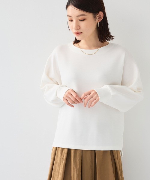 CROSS FUNCTION(クロスファンクション)の「《シワになりにくい》エブ楽 ダンボールドルマントップス【CF/クロスファンクション】(スウェット・レディース・ライトピンク/オフホワイト/ブラック・L/M/LL)」の14枚目の写真