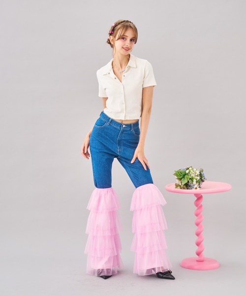 フレアフリルデニムパンツ（デニムパンツ）｜Seiney Blonde