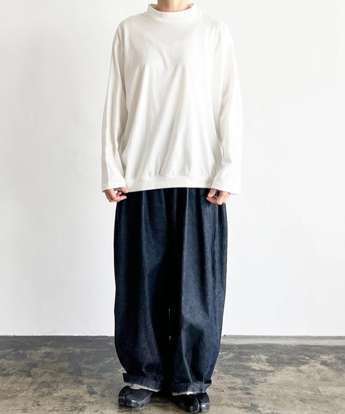 tシャツ HARVESTY / ハーベスティー MOCK NECK EGG L/S TEE (A52503) エッグTシャツ モックネック ビッグシル セール】HARVESTY / ハーベスティー MOCK NECK EGG L/S TEE