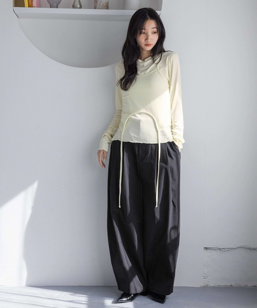 LOWRYS FARM（ローリーズファーム）の「キャミ２ＰセットＬＳ　 292191（Tシャツ/カットソー・レディース・ブラウン/アイボリー/ブラック・FREE）」の16枚目の写真