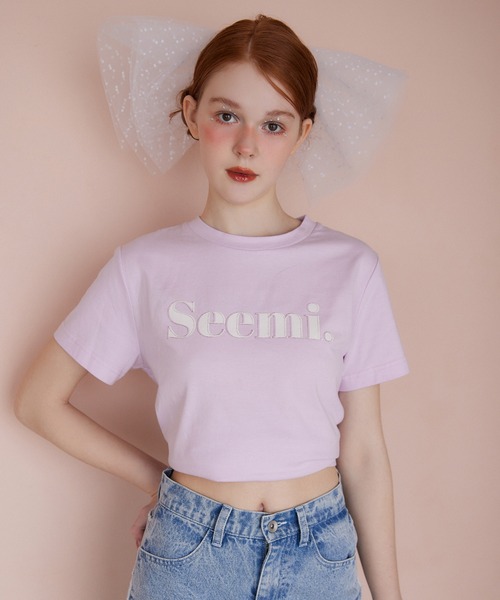 Seemi. byNICECLAUP（ シーミーバイナイスクラップ）の「【Seemi.】ロゴTシャツ（Tシャツ/カットソー・レディース・ネイビー/ピンク/オフホワイト・FREE）」の3枚目の写真