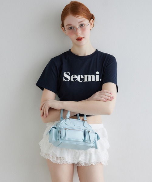 Seemi. byNICECLAUP（ シーミーバイナイスクラップ）の「【Seemi.】ロゴTシャツ（Tシャツ/カットソー・レディース・ネイビー/ピンク/オフホワイト・FREE）」の18枚目の写真