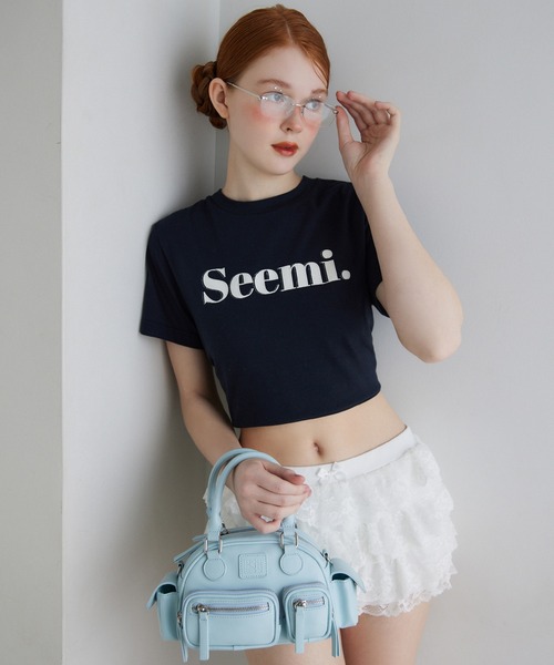 Seemi. byNICECLAUP（ シーミーバイナイスクラップ）の「【Seemi.】ロゴTシャツ（Tシャツ/カットソー・レディース・ネイビー/ピンク/オフホワイト・FREE）」の21枚目の写真