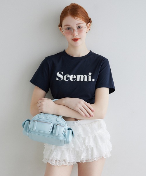 Seemi. byNICECLAUP（ シーミーバイナイスクラップ）の「【Seemi.】ロゴTシャツ（Tシャツ/カットソー・レディース・ネイビー/ピンク/オフホワイト・FREE）」の19枚目の写真