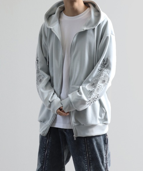 praying fruits magazine パーカー フラワーパッチフードジップアップパーカー | ファッション通販サイト NUGU