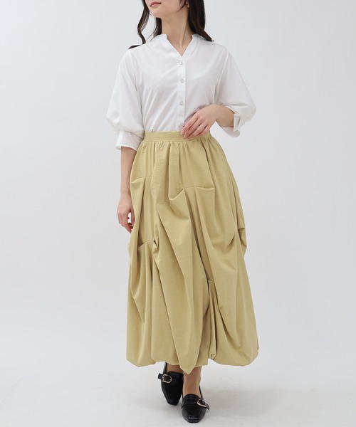 TRUDEA（トルディア）の「ボリュームスリーブスキッパーブラウス（シャツ/ブラウス・レディース・ホワイト/ラベンダー/ホワイト×ブルー/ピンクベージュ・MEDIUM/LARGE）」の12枚目の写真