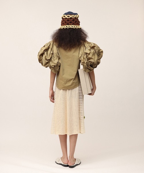 leinwande（ラインヴァンド）の「Flower Babble Work Shirts（シャツ/ブラウス・レディース・カーキブラウン/ネイビー・ONE SIZE）」の5枚目の写真