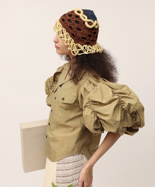 leinwande（ラインヴァンド）の「Flower Babble Work Shirts（シャツ/ブラウス・レディース・カーキブラウン/ネイビー・ONE SIZE）」の6枚目の写真