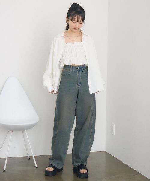 RETRO GIRL(レトロガール)の「ギャザーキャミsetシャツ(シャツ/ブラウス・レディース・ベージュ/オフホワイト/イエロー・FREE)」の21枚目の写真
