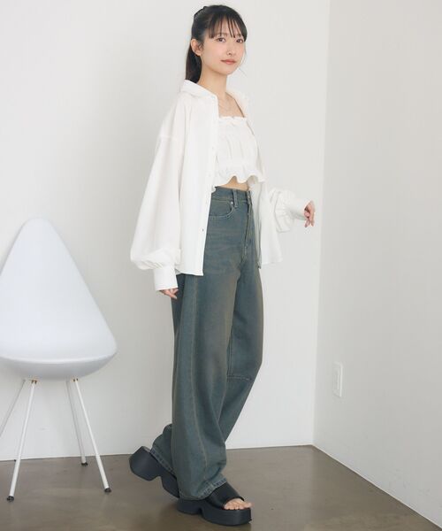 RETRO GIRL(レトロガール)の「ギャザーキャミsetシャツ(シャツ/ブラウス・レディース・ベージュ/オフホワイト/イエロー・FREE)」の22枚目の写真