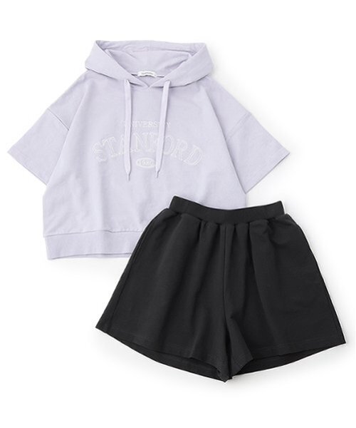 LOVETOXIC（ラブトキシック）の「【GOODPRICE】【綿100％】半袖パーカセットアップ（セットアップ・キッズ・ブラック/ホワイト系その他/ラベンダー/オフホワイト・M:150cm/L:160cm/S:140cm）」の13枚目の写真