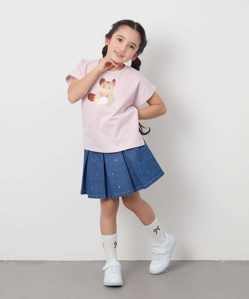 a.v.v（アーヴェヴェ）の「【毛玉になりにくい/安心の綿100％/キラキラスパンコール】[100-130]モチーフアソートTシャツ（Tシャツ/カットソー・キッズ・ダークインディゴブルー/ライトピンク・100/110/120/130）」の6枚目の写真