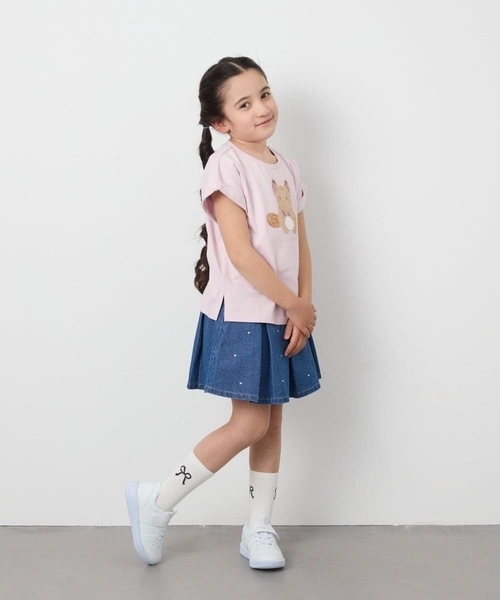 a.v.v（アーヴェヴェ）の「【毛玉になりにくい/安心の綿100％/キラキラスパンコール】[100-130]モチーフアソートTシャツ（Tシャツ/カットソー・キッズ・ダークインディゴブルー/ライトピンク・100/110/120/130）」の9枚目の写真