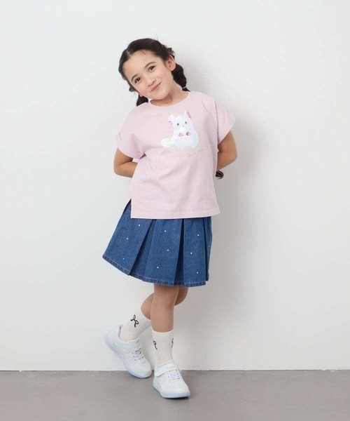 a.v.v（アーヴェヴェ）の「【毛玉になりにくい/安心の綿100％/キラキラスパンコール】[100-130]モチーフアソートTシャツ（Tシャツ/カットソー・キッズ・ダークインディゴブルー/ライトピンク・100/110/120/130）」の5枚目の写真