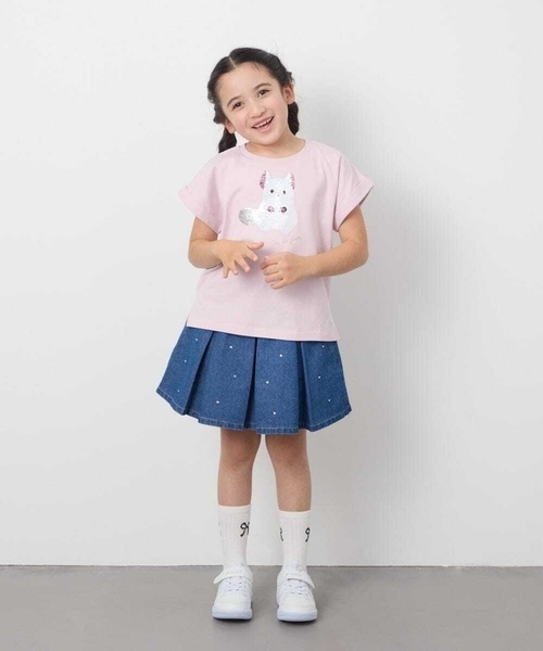a.v.v（アーヴェヴェ）の「【毛玉になりにくい/安心の綿100％/キラキラスパンコール】[100-130]モチーフアソートTシャツ（Tシャツ/カットソー・キッズ・ダークインディゴブルー/ライトピンク・100/110/120/130）」の8枚目の写真