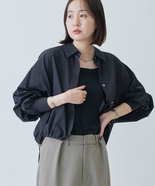 RONEL(ロネル)の「ライト ドローストリング シャツ(NEW)(シャツ/ブラウス・レディース・ブラック/ホワイト・S/M)」の2枚目の写真
