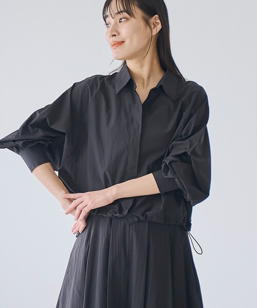 RONEL(ロネル)の「ライト ドローストリング シャツ(NEW)(シャツ/ブラウス・レディース・ブラック/ホワイト・S/M)」の7枚目の写真