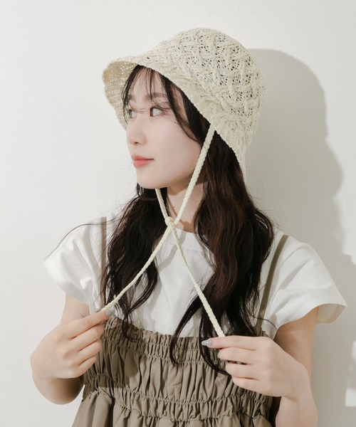 SMELLY（スメリー）の「クロスアミサーモハット（ハット・レディース・アイボリー/ブラック・-）」の13枚目の写真