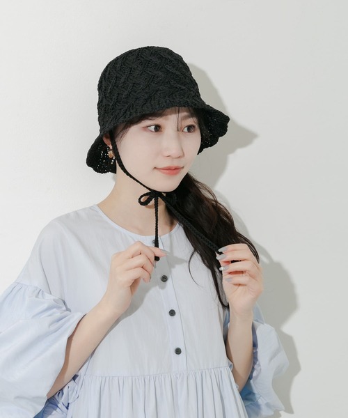 SMELLY（スメリー）の「クロスアミサーモハット（ハット・レディース・アイボリー/ブラック・-）」の8枚目の写真