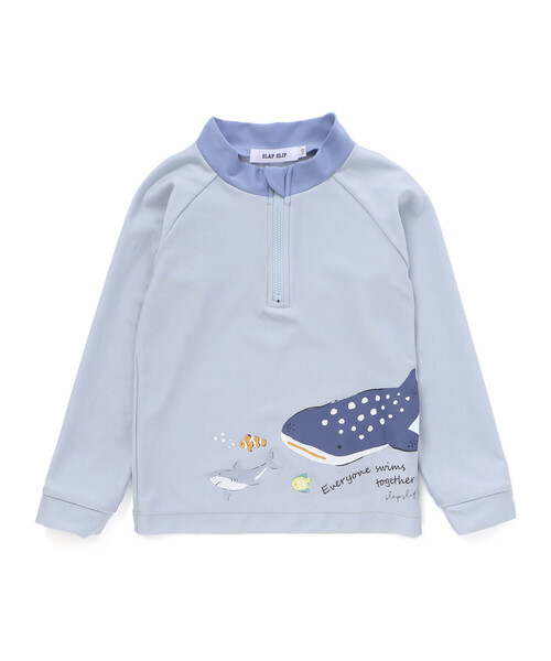 SLAP SLIP（スラップスリップ）の「はたらくくるまうみのいきもの恐竜ドドーンとモチーフプリントハーフジップラッシュガード(90~130cm)（ラッシュガード・キッズ・ブルー/ホワイト/グリーン・90cm/100cm/110cm/120cm/130cm）」の8枚目の写真