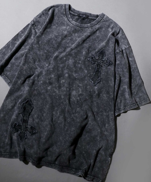 SITRY(シトリー)の「Chemical Wash Grunge Style T-Shirt/グランジ ケミカル加工 フリンジ加工 ヴィンテージライク オーバーサイズ 半袖Tシャツ レディース メンズ(Tシャツ/カットソー・メンズ・ブラック系その他/グレー系その他/ブラック系その他2/グレー系その他2・M/L)」の2枚目の写真