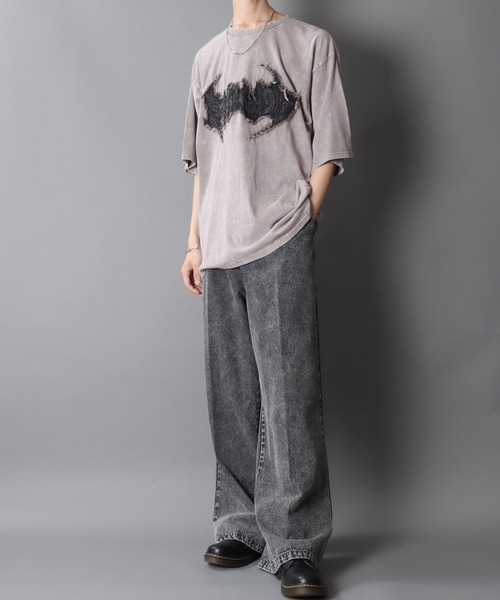 SITRY(シトリー)の「Chemical Wash Grunge Style T-Shirt/グランジ ケミカル加工 フリンジ加工 ヴィンテージライク オーバーサイズ 半袖Tシャツ レディース メンズ(Tシャツ/カットソー・メンズ・ブラック系その他/グレー系その他/ブラック系その他2/グレー系その他2・M/L)」の9枚目の写真