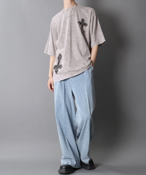 SITRY(シトリー)の「Chemical Wash Grunge Style T-Shirt/グランジ ケミカル加工 フリンジ加工 ヴィンテージライク オーバーサイズ 半袖Tシャツ レディース メンズ(Tシャツ/カットソー・メンズ・ブラック系その他/グレー系その他/ブラック系その他2/グレー系その他2・M/L)」の16枚目の写真