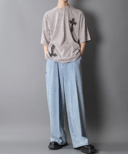 SITRY(シトリー)の「Chemical Wash Grunge Style T-Shirt/グランジ ケミカル加工 フリンジ加工 ヴィンテージライク オーバーサイズ 半袖Tシャツ レディース メンズ(Tシャツ/カットソー・メンズ・ブラック系その他/グレー系その他/ブラック系その他2/グレー系その他2・M/L)」の15枚目の写真