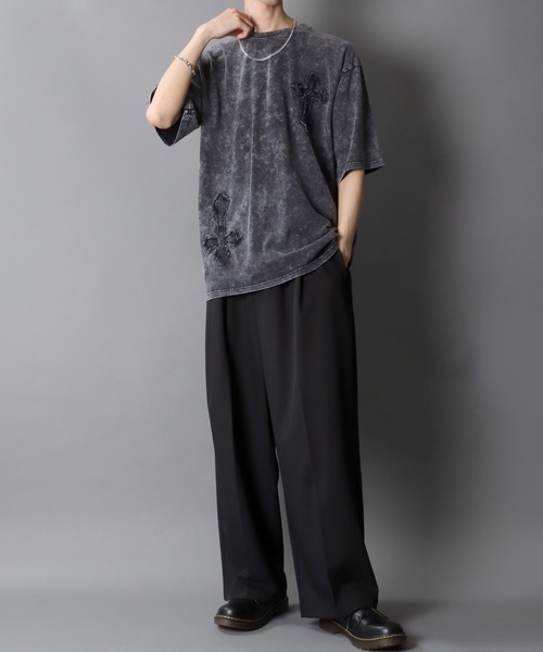 SITRY(シトリー)の「Chemical Wash Grunge Style T-Shirt/グランジ ケミカル加工 フリンジ加工 ヴィンテージライク オーバーサイズ 半袖Tシャツ レディース メンズ(Tシャツ/カットソー・メンズ・ブラック系その他/グレー系その他/ブラック系その他2/グレー系その他2・M/L)」の12枚目の写真