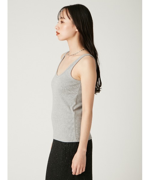 FRAY I.D（フレイアイディー）の「ナローテレコタンクトップ/ウォッシャブル（タンクトップ・レディース・ホワイト/ライトピンク/ブラック/グレー・FREE）」の8枚目の写真