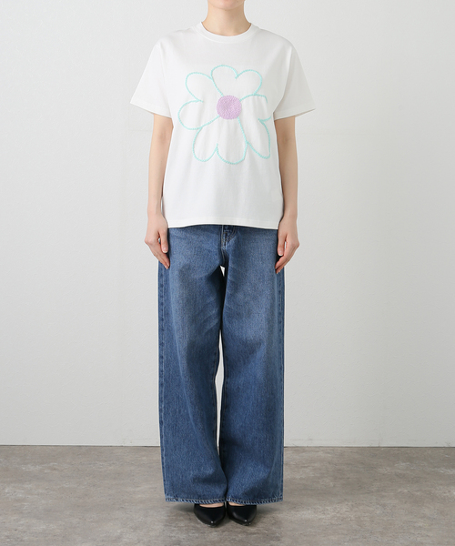 HaaT◆半袖カットソー/2/コットン/マルチカラー/花柄/HA83JJ142 HaaT◇半袖カットソー/2/コットン/マルチカラー/花柄/HA83JJ142