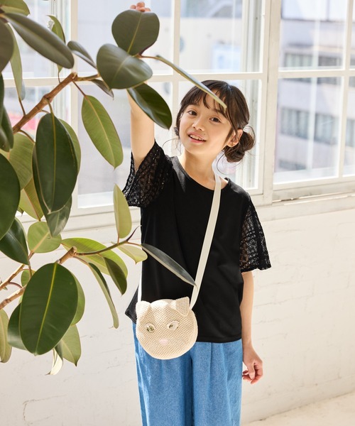 ROPE' PICNIC(ロペピクニック)の「【KIDS/キッズ】【UVカット・接触冷感】レースドッキングフレアスリーブトップス/リンクコーデ(Tシャツ/カットソー・キッズ・ブラック/ホワイト/サックスブルー・S/M/L)」の7枚目の写真